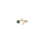 Load image into Gallery viewer, Moon shaped ring with brass and natural turquoise gemstone
