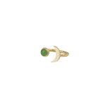 Load image into Gallery viewer, Moon shaped ring with brass and natural aventurine gemstone
