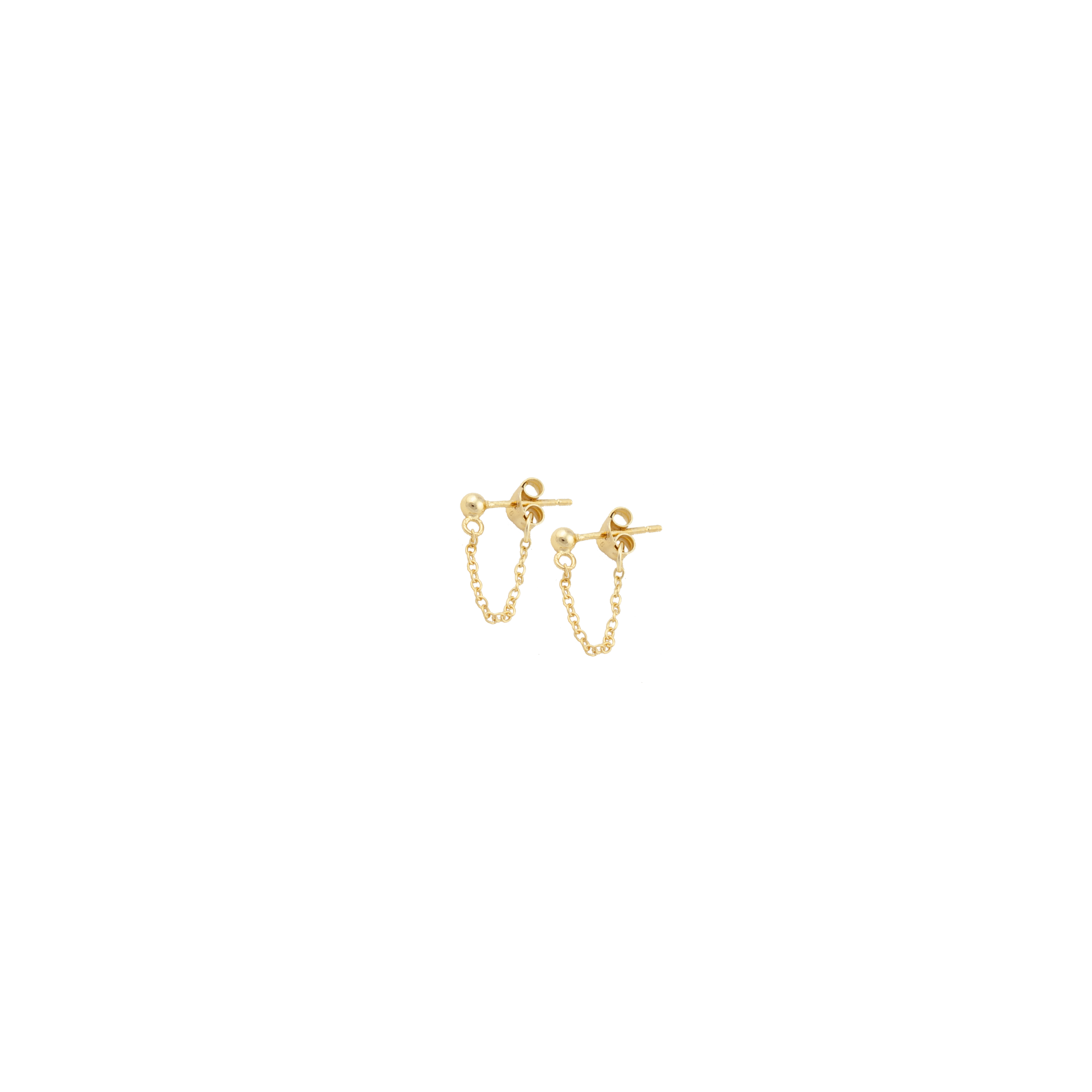 Sphere and Chain Gold fill Stud Earrings